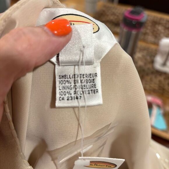 Talbot 100% Silk Beaded Tank Embellished Beaded Beige Woman Size 16 NWT - Picture 7 of 9